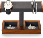 Oirlv Solid Wood Watch Display Stand T-bar Watch Stand for Men and Women Jewelry Accessory Organizer for Store and Home(SM19102)