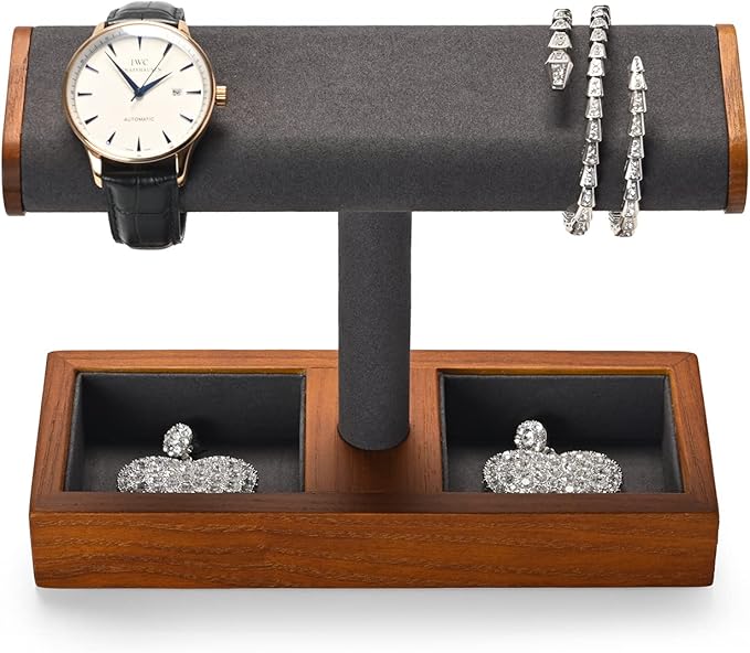Oirlv Solid Wood Watch Display Stand T-bar Watch Stand for Men and Women Jewelry Accessory Organizer for Store and Home(SM19102)