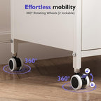 TOOLF 2-Drawer Mobile File Cabinet with Wheels, MDF Wooden Panel Printer Stand with Adjustable Shelves, 2 Storage Bins & 4 Hooks, Home Office Organization, White