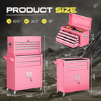 8-Drawer Rolling Tool Chest with Lock, Detachable Tool Cabinet Cart with Wheels, High-Capacity Mechanic Tool Organizer for Garage Workshop Warehouse Storage(Pink)