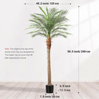 Artificial Phoenix Palm Tree 8ft Tall 2 Set – Fake Large Tropical Tree with 18 Adjustable Leaves, Outdoor Indoor Faux Sago Palm Plant for Living Room Patio Poolside Yard Decor (2, 8ft)