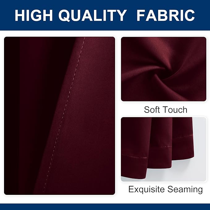 Hiasan Christmas Room Divider Curtains Blackout Patio Sliding Door Curtain Privacy Room Thermal Insulated Noise Reduction Panel with Back Tab & Rod Pocket for Glass Door (80 x 84 Inches, Burgundy)
