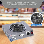 Cadco CSR-3T 14" Electric Portable Countertop Hi-Power Hot Plate w/One Tubular Burner for Restaurant Hotel Food Truck Concession Kiosk, Stainless Steel, 120v