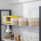 CubesLand Small Storage Baskets for Shelves, Closet Organization Storage Bins Empty Gift Basket 3 Packs Baby Nursery Woven Baskets for Organizing, Rectangular Clothes Closet Shelves Baskets