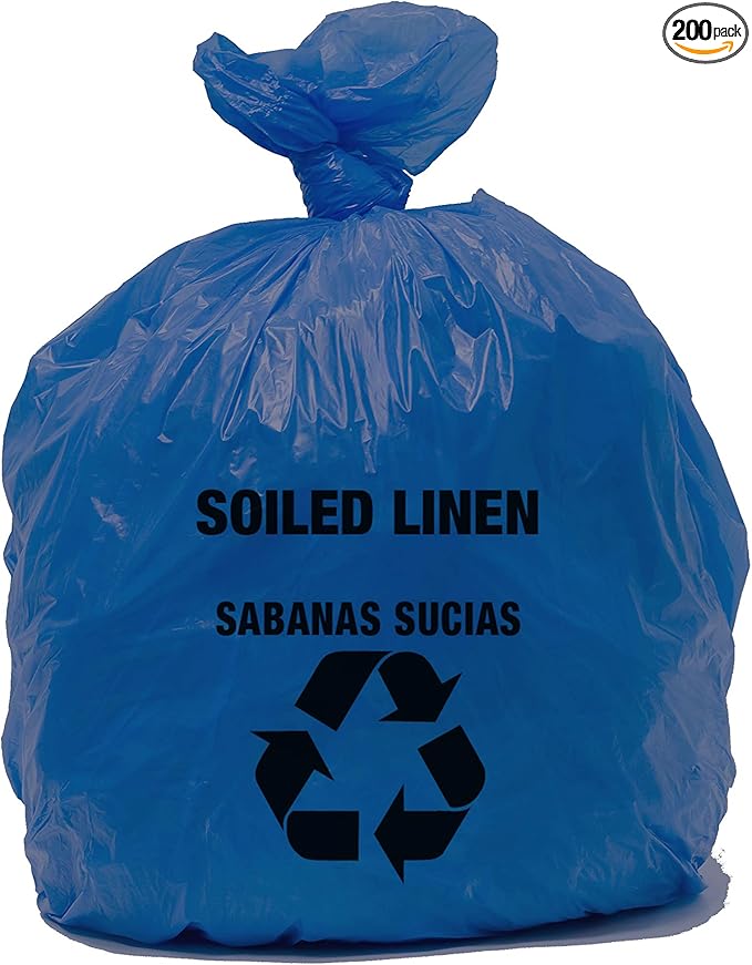 RESILIA Heavy Duty Soiled Linen Bags - Hospital Waste Disposal, Trash Liner, Sanitary Storage, OSHA Approved, Dark Blue, 33 Gallon, 29" W x 43" L, 1 Mil, 0.001 Inch, 1 Case of 200 Bags, Made in USA