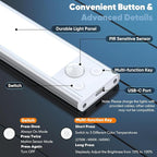 10 Inch Under Cabinet Lights, 2200mAh Rechargeable Battery Operated Motion Sensor Lights Indoor, Wireless Dimmable Closet Lights, 3 Color Under Counter Magnetic Night Lights for Kitchen, Stair, 3-Pack