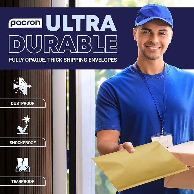 Kraft Bubble Mailers 250 Pack, 6 x 10 Inch Padded Shipping Envelopes, Yellow Mailing Envelopes for Documents & Packages, Durable & Lightweight, Made in USA