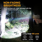 YIERBLUE Rechargeable Spotlight Flashlight with 1000000 High Lumen LED, IP67 Waterproof Long Running Spot Light searchlight, Impact Resistant Handheld Spotlight with Foldable Stand and Red Lens