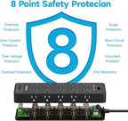 Flat Plug Power Strip Surge Protector with 20 AC Outlets 6 USB Ports, 1875W/15A, 2700 Joules, 6 Ft Heavy Duty Extension Cord with Multiple Outlets for Home, Office, Dorm, Gaming,ETL Listed
