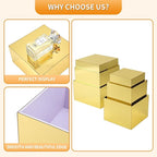Gold Risers Display Stands, 6pcs Acrylic Display Stand, Purse Stand, Food Display Buffet Riser, Retail Mirror Squre Display Boxes for Perfume Collection Jewelry Party Centerpieces