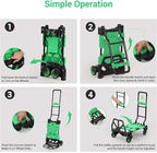 2-in-1 Folding Hand Truck with Folding Basket, Collapsible Hand Truck Dolly with Retractable Handle & 4 Wheels, 330 LB Capacity Portable Dolly Cart for Moving, Shopping, Green