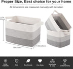 OIAHOMY Storage Basket, Woven Baskets for Storage, Cotton Rope Basket for toys,Towel Baskets for Bathroom - Pack of 3, Gradient Gray
