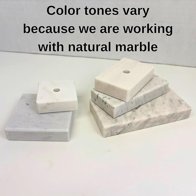 Genuine Marble Trophy Base – Polished Beveled Display Stand with Center Hole, 3/4" Thick, Multiple Sizes for Awards, Crafts & 3D Prints (White Marble, 2x3 inch)