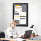 Outdoor Weatherproof Enclosed Fabric Bulletin Board,Noticeboard Case with Lockable Glass Door, Grey Felt,Black Aluminum Frame, 36x24 Inch (5xA4)
