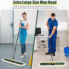24" Commercial Dust Mop for Floor Cleaning, Heavy Duty Large Mop with Replacement Mops Pads, Industrial Duster Floor Wet Dry Broom for Cleaning Office Garage Hardwood Warehouse