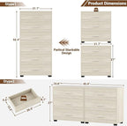 Aheaplus Closet Drawers Set of 2, Wood Closet Organizers and Storage with 3 Drawers, Closet Drawers Organizer System, Nightstands Bedside End Table with 3 Drawers Storage for Bedroom, White Oak