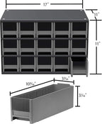 Akro-Mils Steel Garage Storage Cabinet, Small Parts Organizer Metal Cabinet for Hardware, Nails, Screws, Bolts, Nuts, and More, 17" W x 11" D x 11" H, 15-Drawer, Gray Cabinet/Black Drawers (19715)