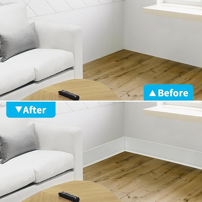Art3d 20ft Peel and Stick Baseboard Wall Molding Trim, Flexible Vinyl Wall Base Trim, White