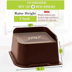 Bed Risers 2 inch, 3 inch, 4 inch, 6 inch, 8 inch Heavy Duty, Oversized Furniture Riser for Couch Sofa Table Chair Leg Frame Dorm, Support up to 6000 Lbs (Chocolat Brown 8 Pack, 3 inch)