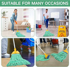 Lallisa 4 Pcs Commercial Mop Head Replacement Tube Microfiber Industrial Looped End Mop Heads Refill for Floor Cleaning for Home Commercial Industrial Use(Large,Green)