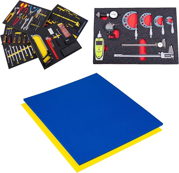 5S TOOL BOX SHADOW FOAM ORGANIZERS (2 COLOR) CUSTOM SIZE (18" x 36", Blue Top/Yellow Bottom)
