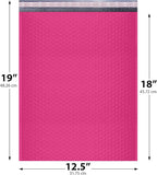 Hot Pink12.5x19.5 Inch Large Poly Bubble Mailers #6 | Padded Envelopes with Self Seal | Air Lined Cushioned Bubble Mailer | Usable Size 12.5x15 | 100 Pack Bulk | Lightweight shipping Bags