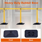 4 Pack Yellow Crowd Control Stanchion Set with 10FT Retractable Belt, Space-Saving Heavy Rectangular Base, Traffic Barrier Posts for Safety & Queue Management