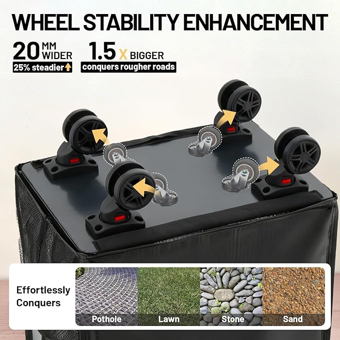 (Large) Fanwoli Reusable Grocery Bag On Wheels with Removable Liner | Wrinkle-Resistant Fabric | Enhanced Stability Wheels & Extended Handle | Foldable Shopping Trolley for Laundry, Carries Up to 130L