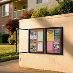 Enclosed Cork Bulletin Board 36"x24" Outdoor Weatherproof Cork Noticeboard with Locking Door Wall-Mounted Black Aluminium Frame for Home, School, Office, Community, Hospital