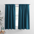 PONY DANCE Rod Pocket Blackout Curtains for Bedroom - Thermal Insulated Short Room Darkening Curtain Window Drapes for Cafe Kitchen, 52 x 45 Inch, 2 Panels, Ink Blue
