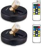 Spotlight Battery Operated, Wireless LED Puck Light, Dimmable Accent Spot Light for Plant Tree Indoor, Stick Uplighting for Display Photo Dartboard Painting Artwork Gallery Portrait, 2 Pack