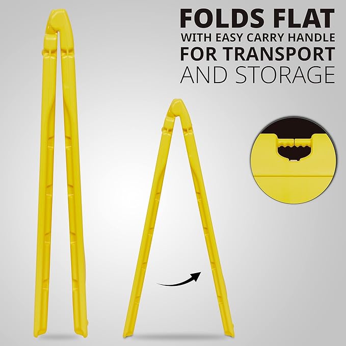 Jumbl A-Frame Signboard 15.7” x 26” Display Surface – Small Outdoor Sandwich Board w/Weather Resistant PVC Sign Protector & Sand Fill Holes – Dual Signage Stand for Storefront Sidewalk Curb (Yellow)