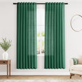 Dark Green Linen Curtains 72 Inch Length for Living Room Sheer Lightweight Door Drapes 2 Panels Set for Kids Bedroom Light Filtering Back Tab Rod Pocket Curtain for Kitchen Protect Privacy 52x72