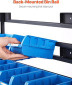 VEVOR 7-Tier Double-Sided Rolling Bin Storage Rack, 94 Plastic Bins, Dual-Sided Parts Organizer with Wheels, Mobile Tool Organizer for Garage, Warehouse, Office, Restaurant, Classroom, Kitchen