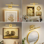 Hard-Wired Picture Light Dimmable LED Picture Lights for Paintings 15.7" Inch Brass Metal Body Wall Pictures with Adjustable Gold Swing Arm Art Display Lamps 7W 3000K Warm White Book Light