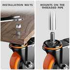 5 Inch Caster Wheels, Threaded Stem Casters Set of 4 Heavy Duty, Swivel Casters 1/2"-13 x 1 (Screw Diameter 1/2", Stem Length 1"), Safety Dual Locking Industrial Casters, Wheels for Cart, Furniture