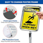 6-Packs Sign Holder Stand for Display 8.5x11 Inch - Adjustable Floor Standing Sign Holder - Pedestal Poster Stand with Vertical/Horizontal View, Indoor/Outdoor Business & Store Signage(Silver)