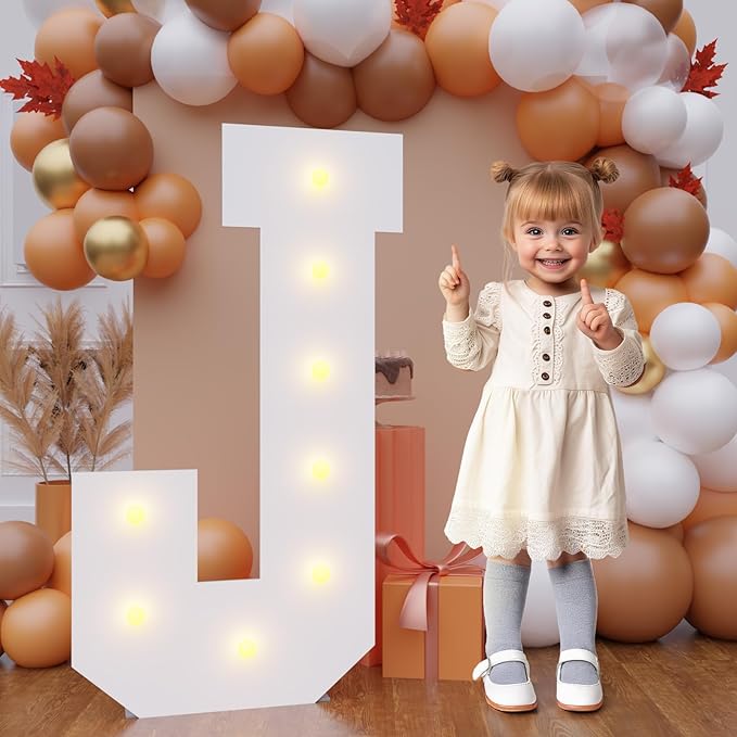 Bugame 3FT Marquee Letters, Large Light Up Letters for Birthday Wedding Backdrop Warm Light Marquee Letters 3 Feet Tall for Baby Shower Party Proposal Decoration Decor, Letter J
