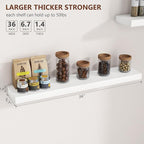 fuqing 36 Inch White Floating Shelves for Wall, Solid Wood White Floating Shelves Set of 2, Lightweight Wood Wall Mounted Shelves for Bathroom Bedroom Living Room Kitchen