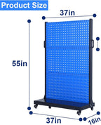 Heavy Duty Metal Shelving Unit, Mobile Garage Storage Rack with Adjustable Shelves, Tool Hooks & Organizer Bins for Screw, Bolt & Parts Organization