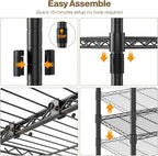 Himimi Storage Shelves-5 Tier Heavy Duty Wire Shelving Unit with Leveling Feet, 1500LBS Adjustable Metal Shelves Organizer for Kitchen Garage Pantry Laundry, 60" W*14" D*72" H, Black