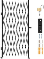 VEVOR Single Folding Security Gate, Lockable Scissor Gate with 360° Swivel Casters, Outdoor Barricade Steel Retractable Gates, for Entry Security, Garage, Warehouse & Pool, 86.61 x 86.81 in (W x H)