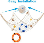 10 PCS Fish Net Decorations, 80 X 40 Inch Fishing Net Decor Natural Fish Netting Cotton Nautical Wall Decor for Ocean-Themed Party Accessories, Beach Party Decorations and Photo Display-Beige