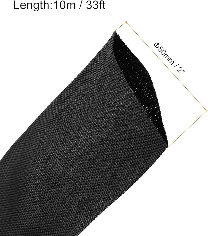 MECCANIXITY Braided Cable Sleeves Heat Shrinkable Fabric Sleeving, 2" 33ft Black 2:1 Ratio Heat Shrinkable Cord Protector for Harness Cable, Network Cable Protection, Cable Management