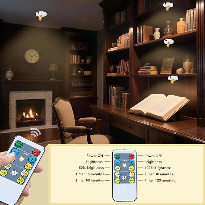 LED Spotlight Indoor,Rechargeable Battery Uplighting Indoor, Mini Accent Spot Lights for Plants Tree Wall Art Display Painting Artwork Portrait Dartboard Closet Gallery Photo-White 2Pack
