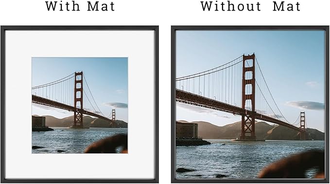 Frametory, 12x12 Metal Picture Frame with Mat for 8x8 Picture & Real Glass, Aluminum Photo Frame Collection (Black, 1 Pack)