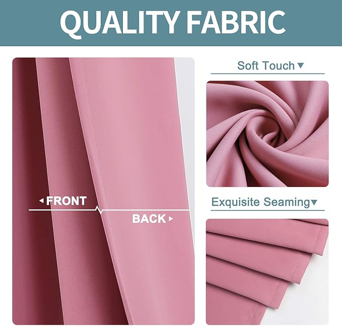 ChrisDowa Room Divider Curtain 120 Inches Long, Wide Blackout Sliding Door Curtain for Bedroom, Room Darkening Privacy Window Curtain for Patio Door (1 Panel Set, Pink, 100 x 120 Inch)