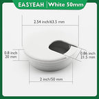 2 Pcs Desk Grommet 2" / 50 mm, Desk Cord Hole Cover, Cable Grommet ABS Plastic, Desk Hole Grommet for Home & Office Pc, Detachable Cable Cord Organizer-White