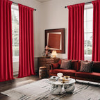 MIULEE Christmas Velvet Curtains 108 Inch Length 2 Panels Set for Bedroom, Pinch Pleat Back Tab Luxury Thermal Insulated Living Room Darkening Pleated Blackout Extra Long Window Curtain with Hook Red