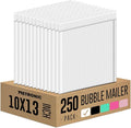 Metronic Bubble Mailer Bulk 10x13" White 250Pack Waterproof Padded Envelopes Self Seal Large Bubble Mailers Cushioning Bubble Envelopes for Shipping,Books,Jewelry Makeup Supplies